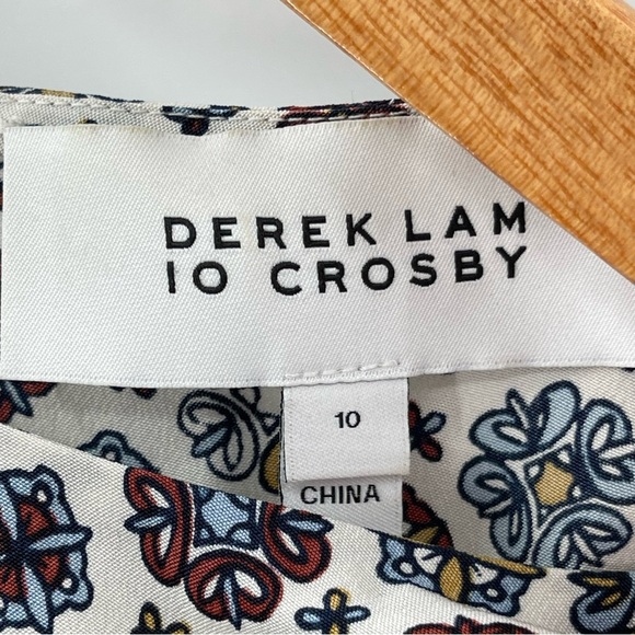 Derek Lam 10 Crosby Silk Mixed Media Floral Geometric Sleeveless Blouse Size 10 - Picture 8 of 10